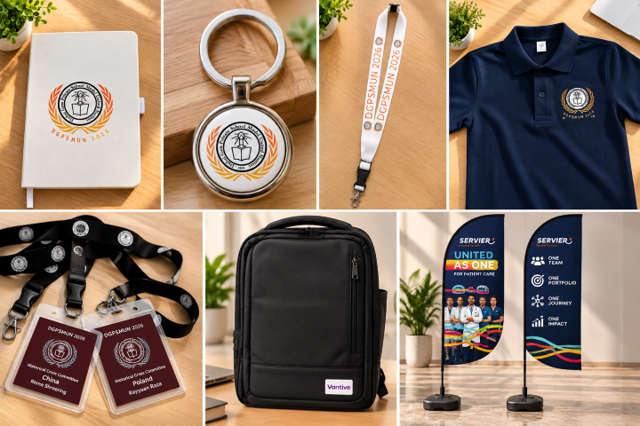 DGPSMUN Conference Collateral, Polo, Backpack, and Servier Flags Suite